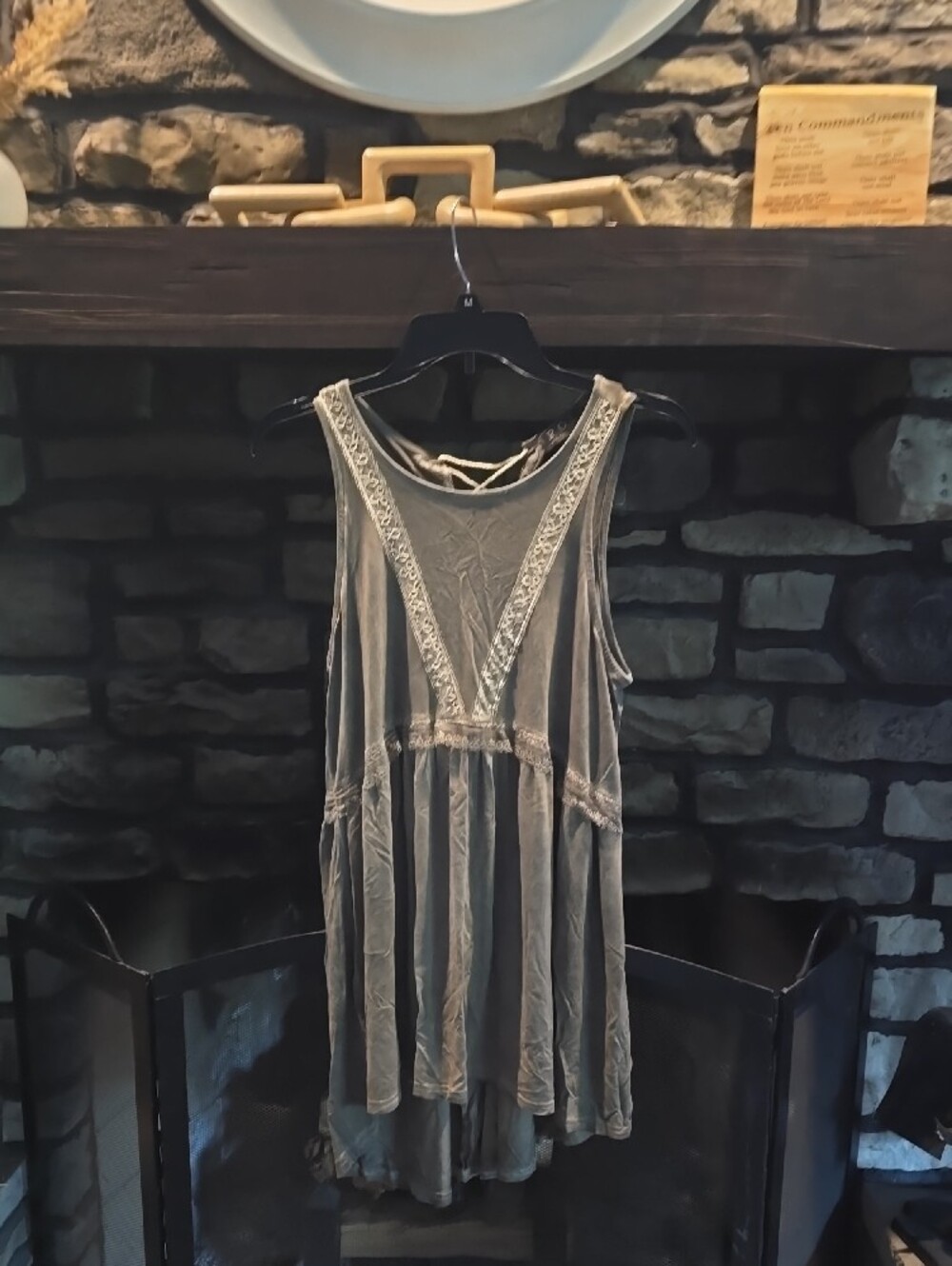 POL Lace-Up Back Midi Dress in Olive Gray - Picture 3 of 7